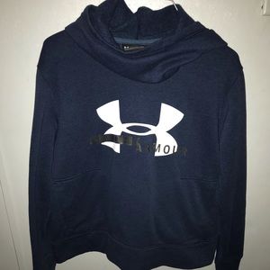 Navy blue silver logo under Armor hoodie